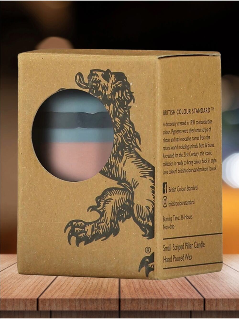 NEW! British Colour Standard Old Rose Indigo And Pompadour Eco Pillar Candle 4”
